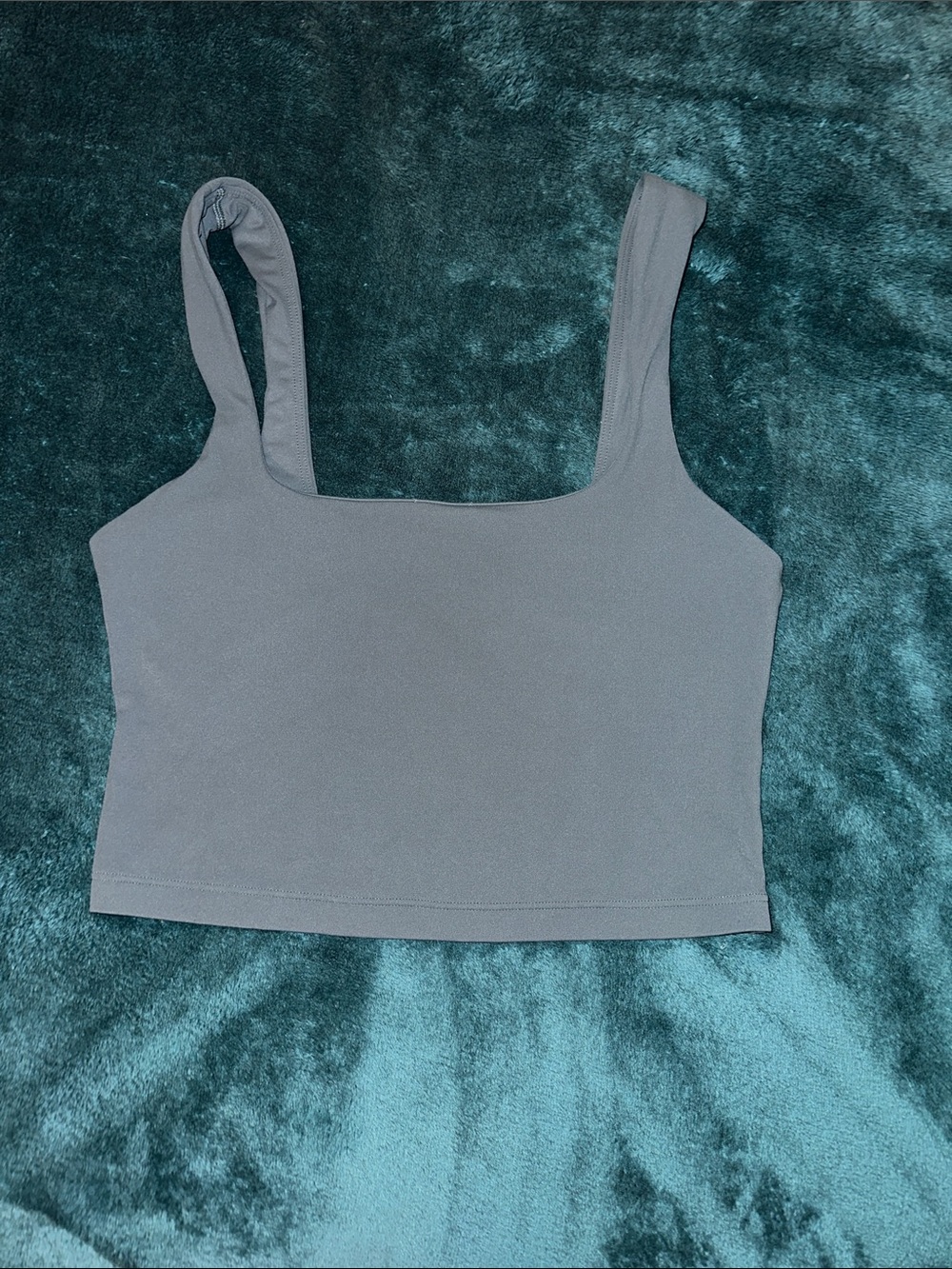 Athleta Square Neck Crop Cropped Tank Top in Grey/blue